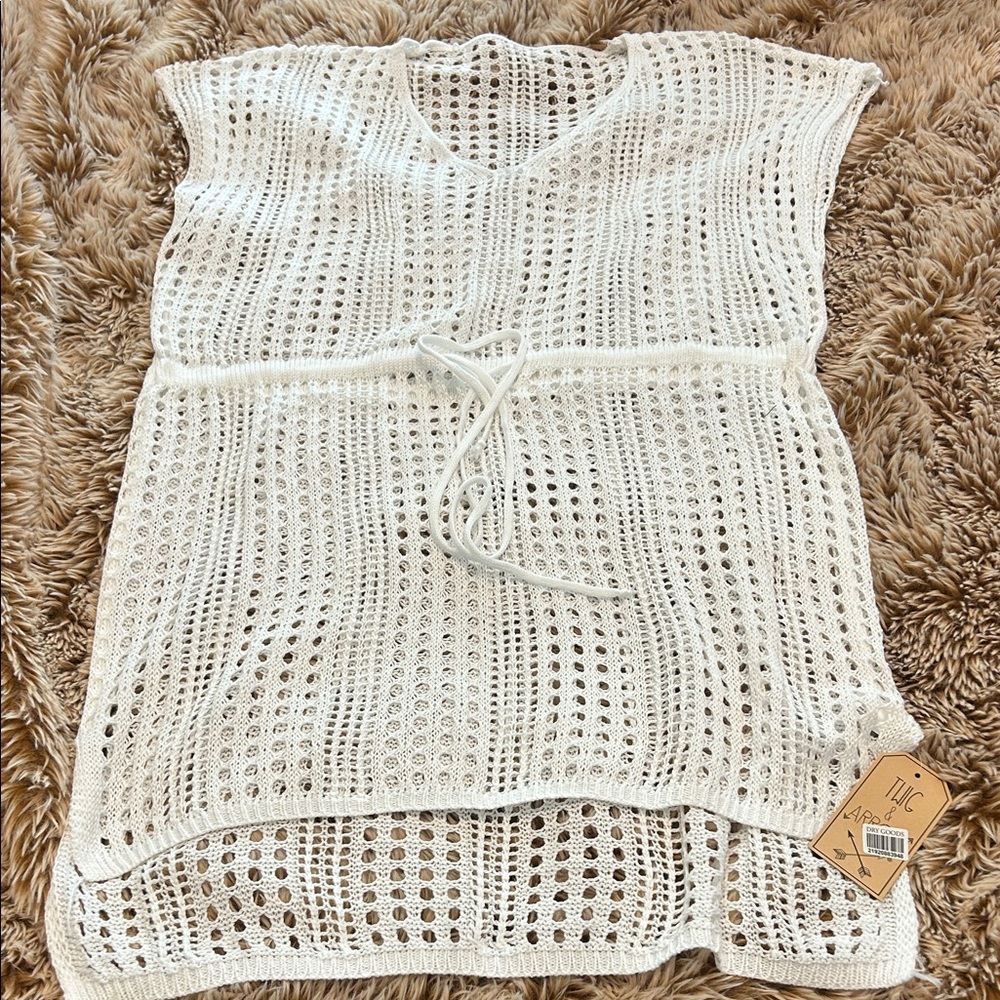 Dry Goods White Crochet Swim Coverup